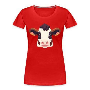 Cow Head Dairy Cow - Women's Premium Organic T-Shirt - red - Front - Mia (176cm)