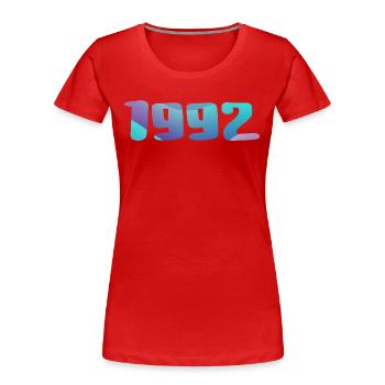 1992 Geburtstagsgeschenk Vintage 1992 Retro 1992 - Frauen Premium Bio T-Shirt - Rot - Vorne - Mia (176cm)
