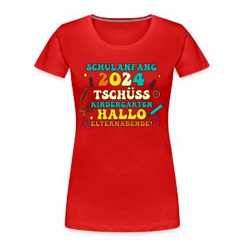 Parents Écolier École primaire Première classe Inscription - T-shirt bio Premium Femme - rouge - Devant - Mia (176cm)