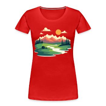 Paysage de montagne pittoresque combiné dans la paix et la nature - T-shirt bio Premium Femme - rouge - Devant - Mia (176cm)
