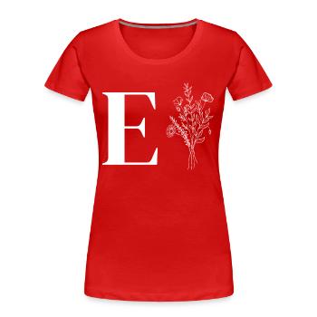 Minimalistische Blumen - Frauen Premium Bio T-Shirt - Rot - Vorne - Mia (176cm)