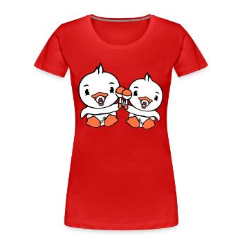 2 Enten Babies Baby Kinder Schnuller Windel Rassel - Frauen Premium Bio T-Shirt - Rot - Vorne - Mia (176cm)