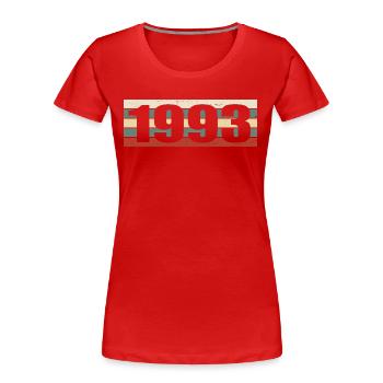 1993 Jahrgang 1993 Geschenk 1993 Geburtstag 1993 - Frauen Premium Bio T-Shirt - Rot - Vorne - Mia (176cm)
