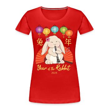 Clarinet Chinese New Year Rabbit 2023 - Women's Premium Organic T-Shirt - red - Front - Mia (176cm)