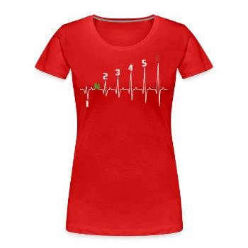 1N23456 Motorrad Gangschaltung - Adrenalin - Puls - Frauen Premium Bio T-Shirt - Rot - Vorne - Mia (176cm)