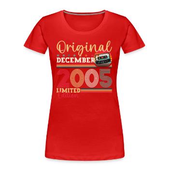 18. Geburtstag Dezember Jahrgang 2005 Kassette - Frauen Premium Bio T-Shirt - Rot - Vorne - Mia (176cm)