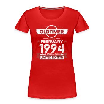 30. Geburtstag Oldtimer Februar Jahrgang 1994 - Frauen Premium Bio T-Shirt - Rot - Vorne - Mia (176cm)
