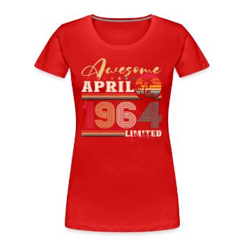 60e anniversaire mari avril Vintage 1964 génial - T-shirt bio Premium Femme - rouge - Devant - Mia (176cm)