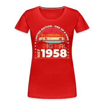 Original May 1958 Vintage 1958 Birthday 1958 - Women's Premium Organic T-Shirt - red - Front - Mia (176cm)
