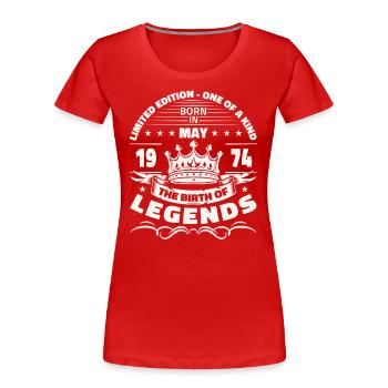 Légende Mai 1974 Millésime 1974 Anniversaire 1974 - T-shirt bio Premium Femme - rouge - Devant - Mia (176cm)