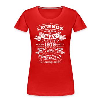 Légendaire Mai 1979 Millésime 1979 Anniversaire 1979 - T-shirt bio Premium Femme - rouge - Devant - Mia (176cm)