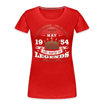 Légendaire Mai 1954 Millésime 1954 Anniversaire 1954 - T-shirt bio Premium Femme - rouge - Devant - Mia (176cm)