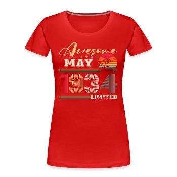 Légendaire Mai 1934 Millésime 1934 Anniversaire 1934 - T-shirt bio Premium Femme - rouge - Devant - Mia (176cm)