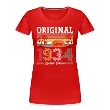 Original Juin 1934 Millésime 1934 Anniversaire 1934 - T-shirt bio Premium Femme - rouge - Devant - Mia (176cm)