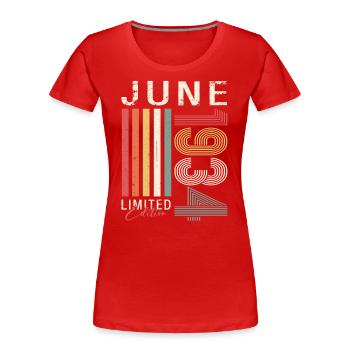Original Juin 1934 Millésime 1934 Anniversaire 1934 - T-shirt bio Premium Femme - rouge - Devant - Mia (176cm)