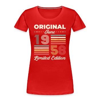 Original June 1958 Vintage 1958 Birthday 1958 - Women's Premium Organic T-Shirt - red - Front - Mia (176cm)