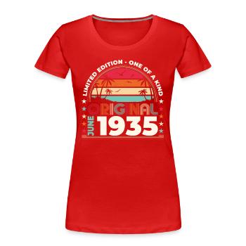 Original 1935 Millésime 1935 Anniversaire 1935 - T-shirt bio Premium Femme - rouge - Devant - Mia (176cm)
