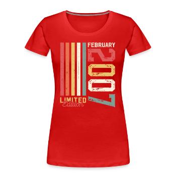 18. Geburtstag Geschenk Mann Original Februar 2007 - Frauen Premium Bio T-Shirt - Rot - Vorne - Mia (176cm)