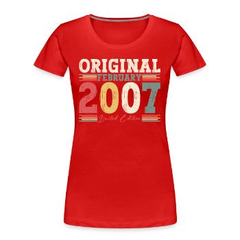 18. Geburtstag Geschenk Mann Original Februar 2007 - Frauen Premium Bio T-Shirt - Rot - Vorne - Mia (176cm)
