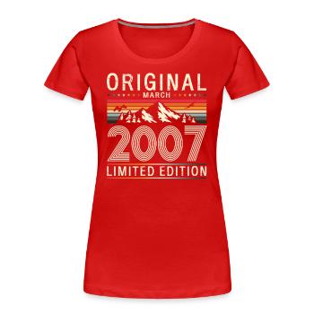 18. Geburtstag Geschenk Mann Vintage März 2007 - Frauen Premium Bio T-Shirt - Rot - Vorne - Mia (176cm)