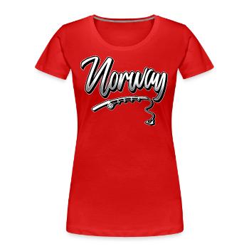 Norvège Pêche - T-shirt bio Premium Femme - rouge - Devant - Mia (176cm)