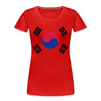 Emblème du drapeau Corée du Sud Corée - T-shirt bio Premium Femme - rouge - Devant - Mia (176cm)