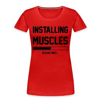Muscles - Women's Premium Organic T-Shirt - red - Front - Mia (176cm)