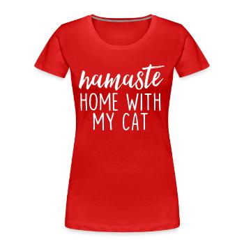 Namaste Home avec mon chat - T-shirt bio Premium Femme - rouge - Devant - Mia (176cm)