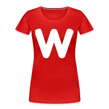 W - Win - Chat - Twitch - Stream - Youtube - L - Frauen Premium Bio T-Shirt - Rot - Vorne - Mia (176cm)