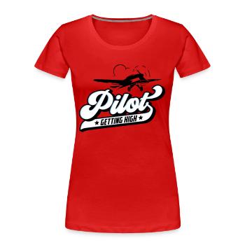 Fliegen Flieger Pilot Pilotin | Farben änderbar - Frauen Premium Bio T-Shirt - Rot - Vorne - Mia (176cm)