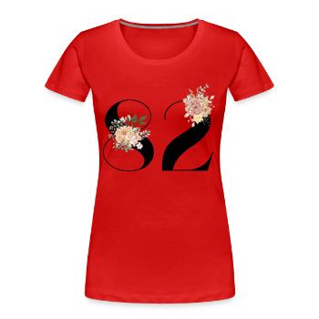 Blumen zum 82. Jahrestag (Geschenk von 82 Jahren) - Frauen Premium Bio T-Shirt - Rot - Vorne - Mia (176cm)