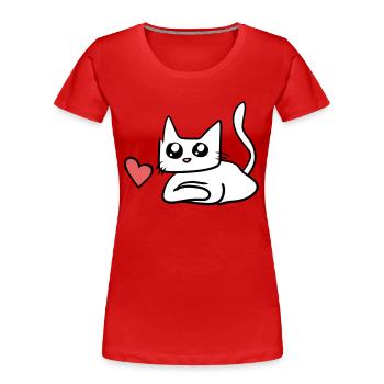 Symbole de cœur de chat Doux - T-shirt bio Premium Femme - rouge - Devant - Mia (176cm)