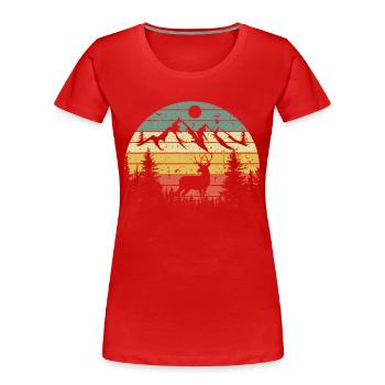 CHASSEUR DE CERF - Women's Premium Organic T-Shirt - red - Front - Mia (176cm)