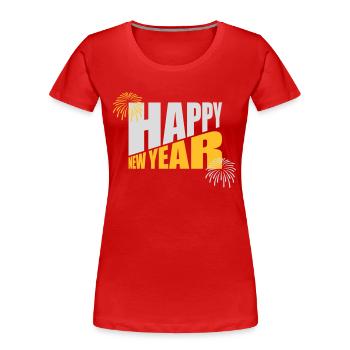 happy new year Zitat - Frauen Premium Bio T-Shirt - Rot - Vorne - Mia (176cm)