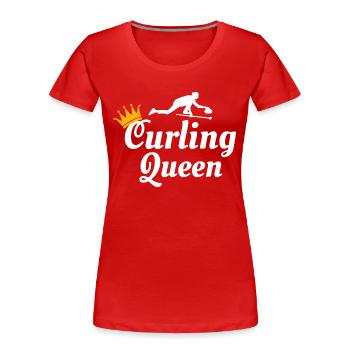 Stone Curling Queen Winter Ice Sport Curler Drôle - T-shirt bio Premium Femme - rouge - Devant - Mia (176cm)