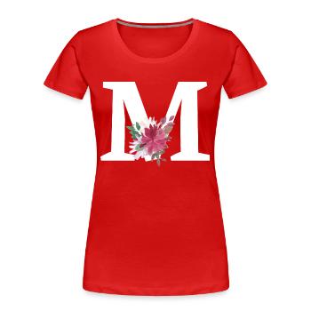 Lettre m floral - T-shirt bio Premium Femme - rouge - Devant - Mia (176cm)
