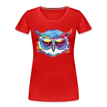 Kohl die Eule - Frauen Premium Bio T-Shirt - Rot - Vorne - Mia (176cm)