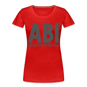 Abi dem Wissen auf der Spur - Frauen Premium Bio T-Shirt - Rot - Vorne - Mia (176cm)