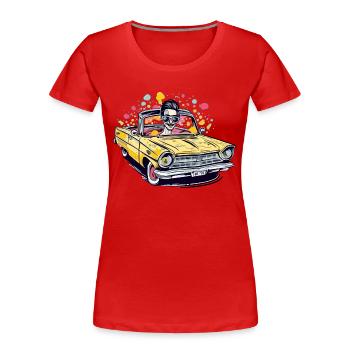 Eric en cabriolet - T-shirt bio Premium Femme - rouge - Devant - Mia (176cm)