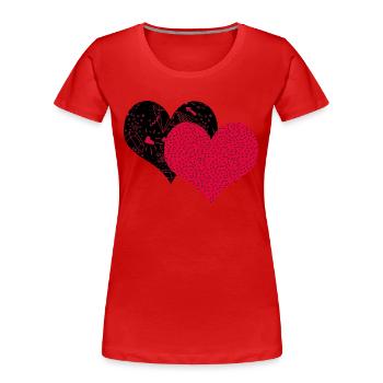 Deux cœurs - T-shirt bio Premium Femme - rouge - Devant - Mia (176cm)