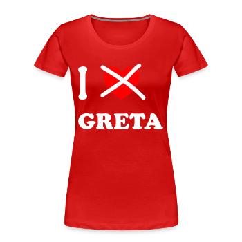 Je n’aime plus Greta - T-shirt bio Premium Femme - rouge - Devant - Mia (176cm)