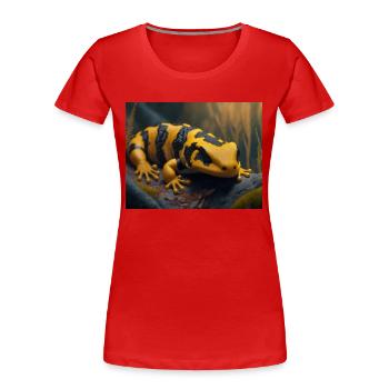Niedliche Tiere, die Winterschlaf halten – Feuersalamander - Frauen Premium Bio T-Shirt - Rot - Vorne - Mia (176cm)