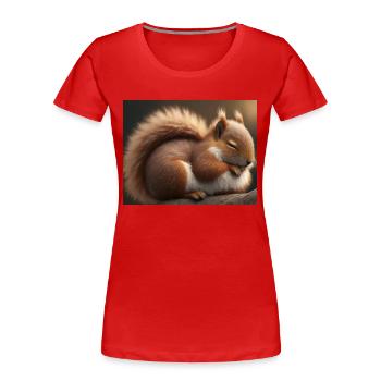 Niedliche Tiere im Winterschlaf – Eichhörnchen - Frauen Premium Bio T-Shirt - Rot - Vorne - Mia (176cm)
