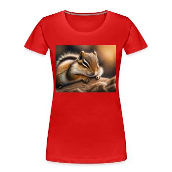 Niedliche Tiere im Winterschlaf – Streifenhörnchen - Frauen Premium Bio T-Shirt - Rot - Vorne - Mia (176cm)