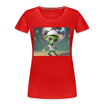 mignon petit vert rétro vintage alien tous les jours - T-shirt bio Premium Femme - rouge - Devant - Mia (176cm)
