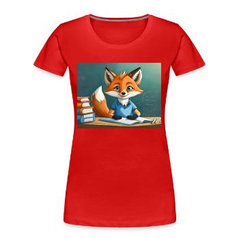 Niedlicher kleiner Teufel Fuchs Alltag – liest - Frauen Premium Bio T-Shirt - Rot - Vorne - Mia (176cm)