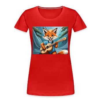 süßer kleiner Unhold Fuchs Alltag Gitarre spielen - Frauen Premium Bio T-Shirt - Rot - Vorne - Mia (176cm)