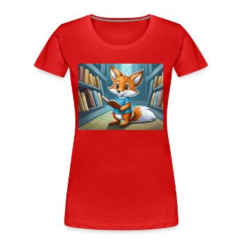 Niedlicher kleiner Teufel Fuchs Alltag – liest - Frauen Premium Bio T-Shirt - Rot - Vorne - Mia (176cm)