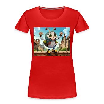 Auf der Mauer auf dem Aussichtspunkt Auf der Mauer - Frauen Premium Bio T-Shirt - Rot - Vorne - Mia (176cm)