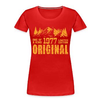 Geburtstagsgeschenk 1977 - 1977 - Frauen Premium Bio T-Shirt - Rot - Vorne - Mia (176cm)